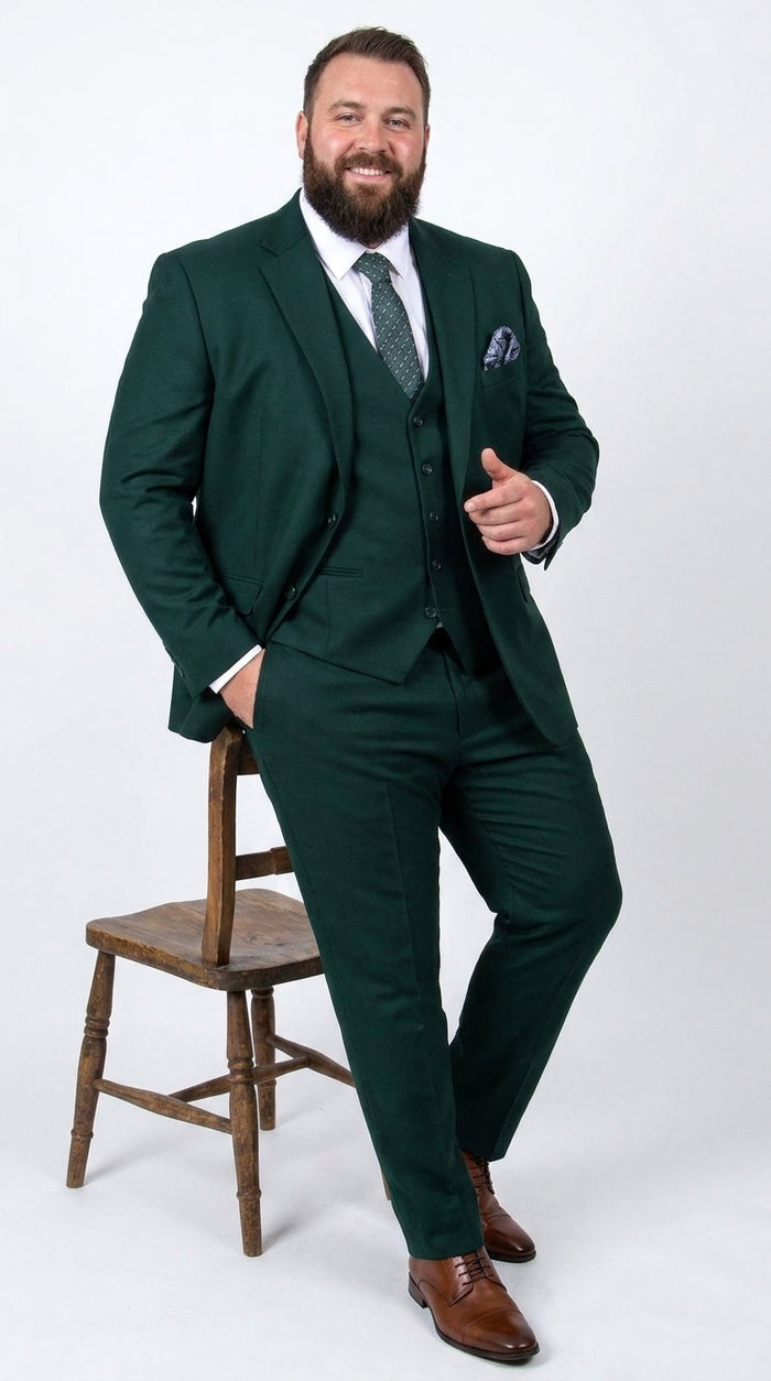 Men’s Stacey Adams Designer Hunter Green 3 Piece Suit – Two Button Vested Classic Wedding, Prom & Formal Suit