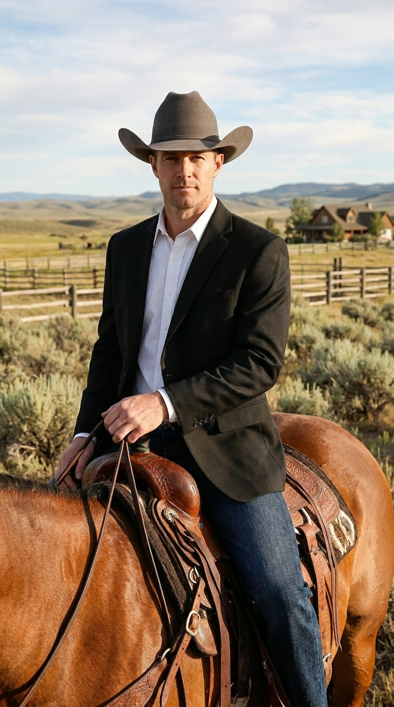 Men’s Black Linen Western Cowboy Blazer – Lightweight Formal Blazer Jacket for Wedding - Country Summer Jacket - 36 Short