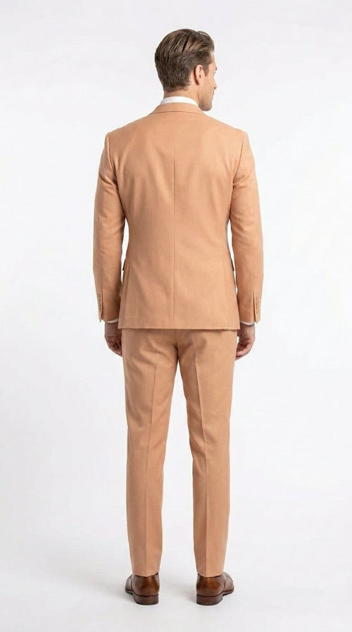 Men’s Peach Double Breasted Suit – Wedding & Prom Formal Suit Set, Classic Blazer and Pants Slim Fitted