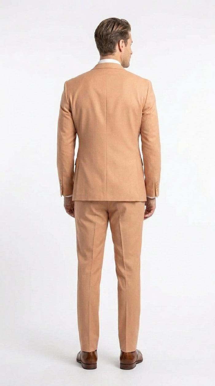 Men’s Peach Double Breasted Suit – Wedding & Prom Formal Suit Set, Classic Blazer and Pants Slim Fitted