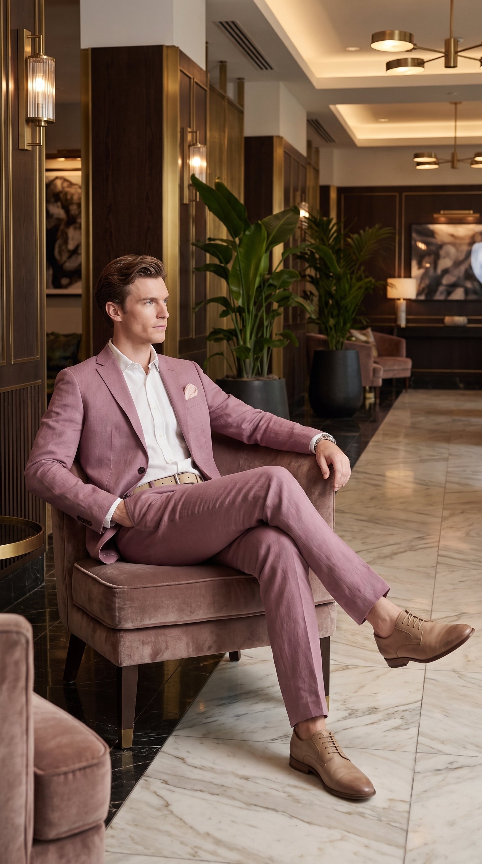 Men’s Mauve 2-Piece Suit – Two-Button Wedding, Prom and Business Suit - 34 Short or Extra Small