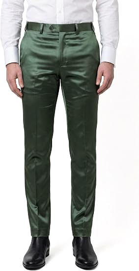 Mens Solid Color Shiny Satin Dress Pants 6VP1010 - dress size pants : 28 Unfinished bottom