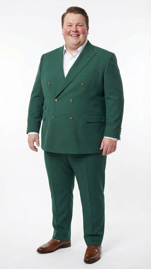 Vitali Brand Mens Emerald Green Double Breasted Suit Modern Fit Side Vented