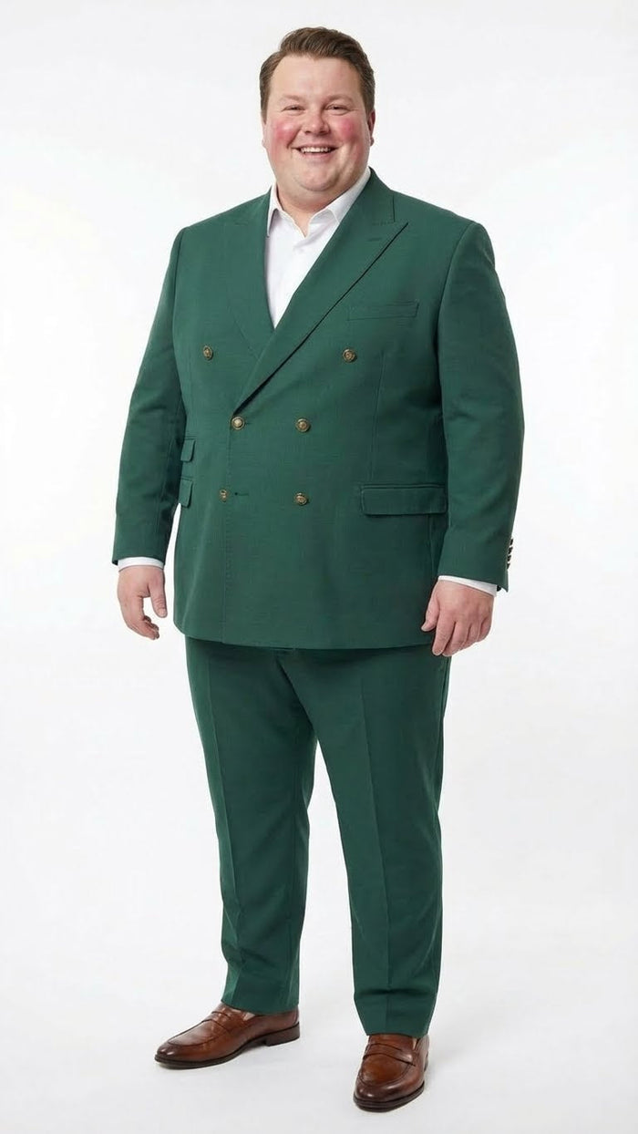 Vitali Brand Mens Emerald Green Double Breasted Suit Modern Fit Side Vented