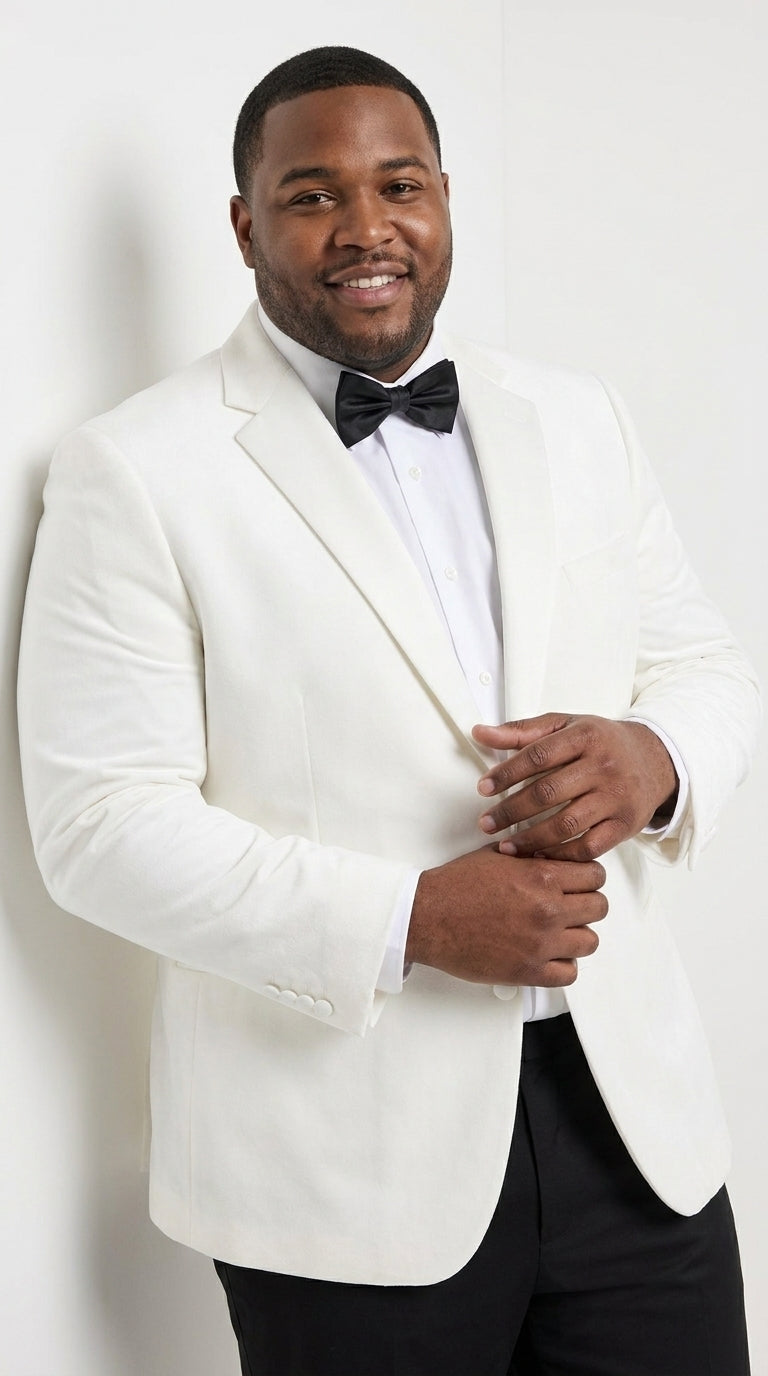 Men’s White Tuxedo Jacket – Two-Button Formal Dinner Blazer for Weddings, Prom and Events - 34 Short or Extra Small
