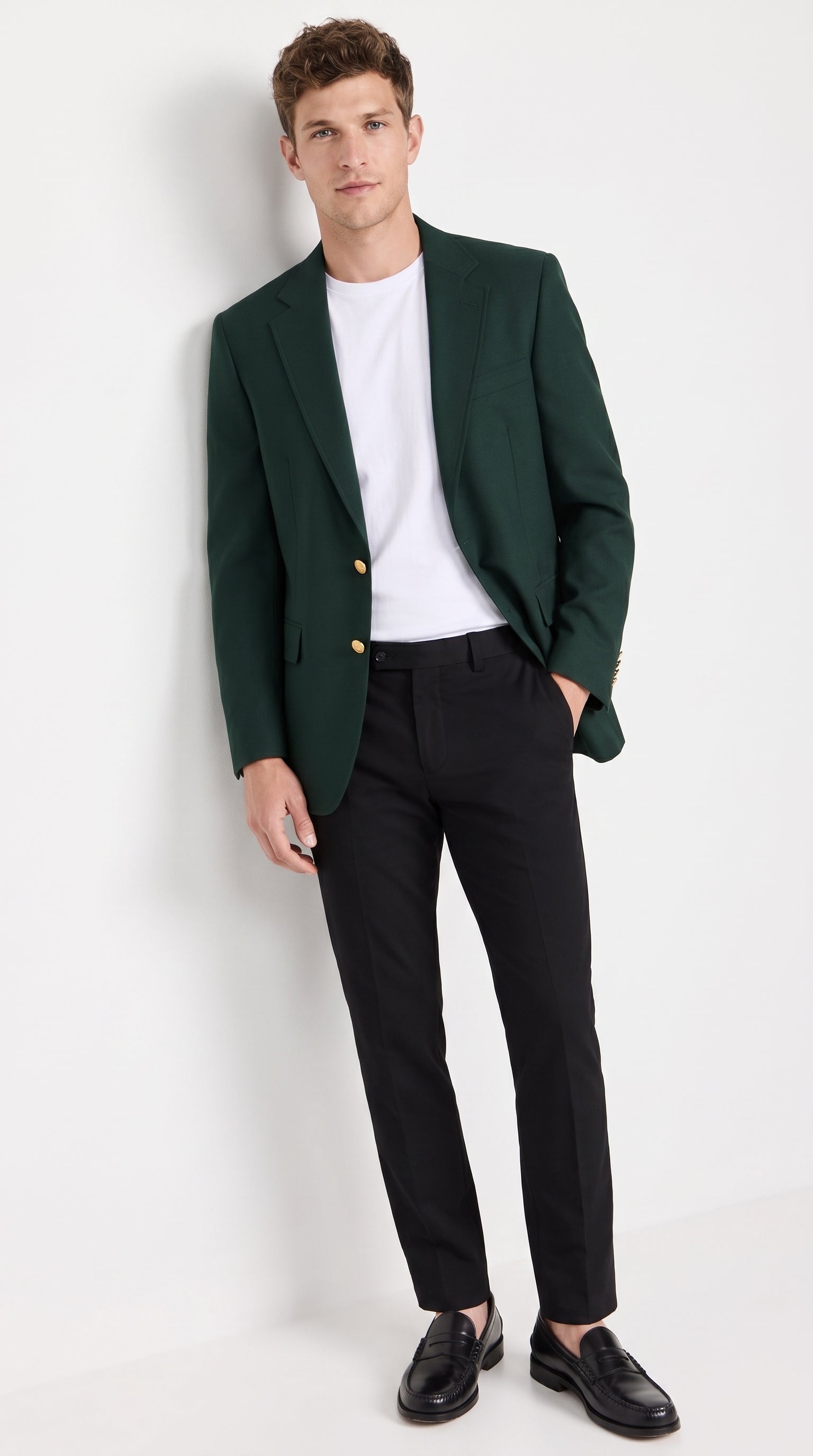 Men’s Hunter Green Blazer with Black Pants –, Church, Business and Formal Outfit dark green color - 36 Short