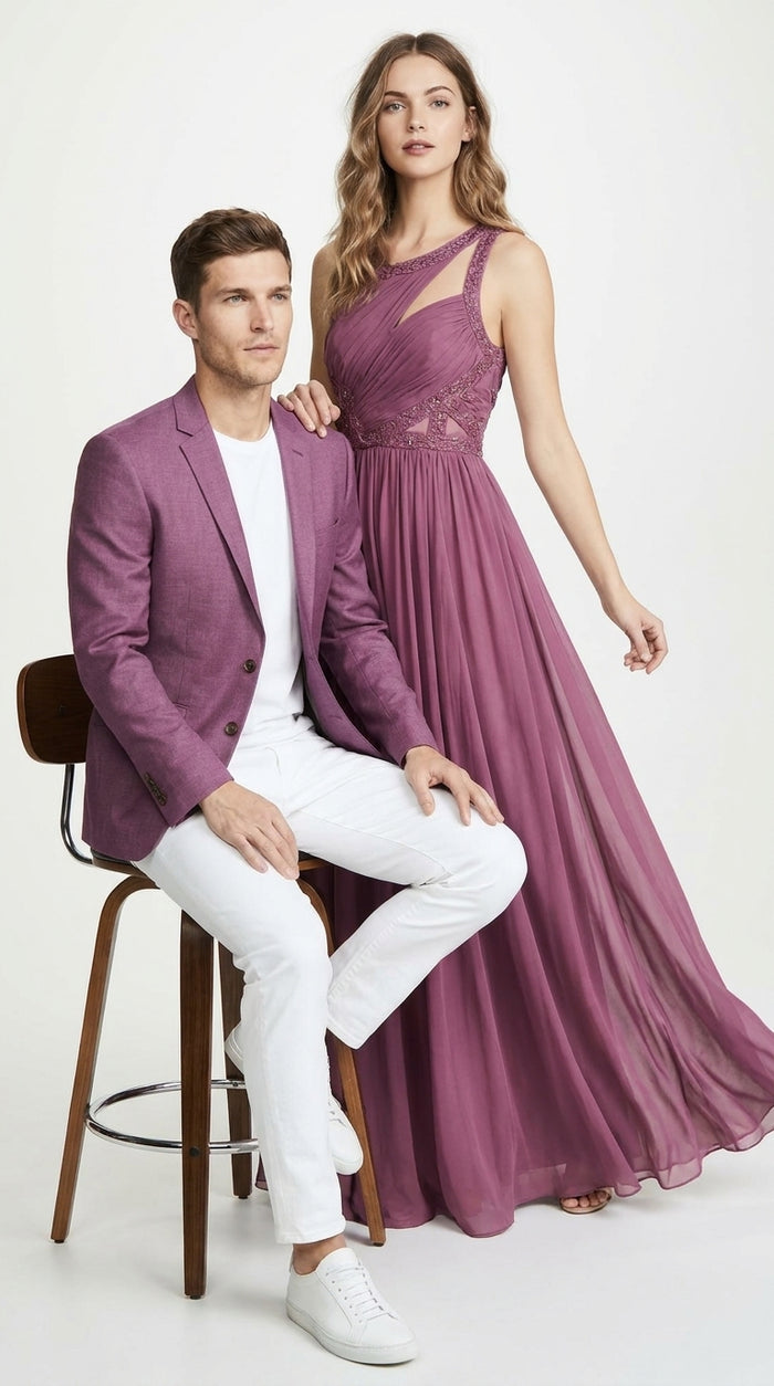 Men’s Berry Mauve Blazer – Classic 2-Button Wedding, Business and Smart-Casual Sport Coat in light purple lavender color