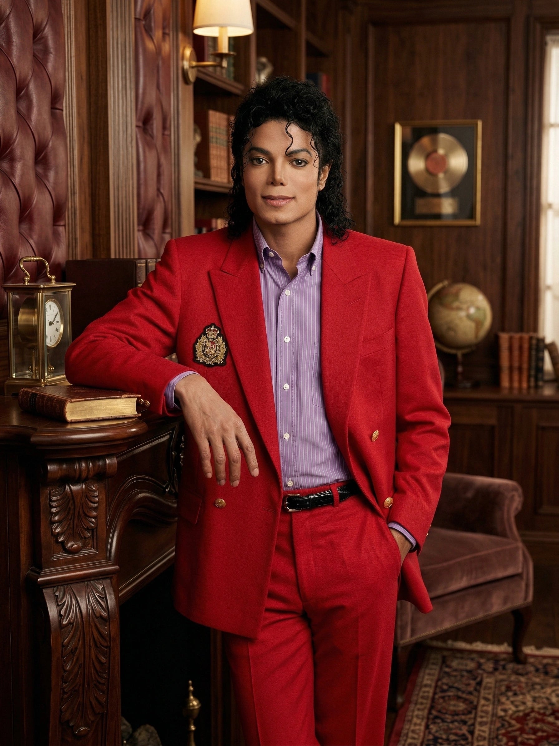 Men’s Red Suit Michael Jackson Award Ceremony Inspired Jacket – Classic Double Breasted Formal Suit , Stylish Party Dinner Jacket, Vintage Stage Wear - 34 Short or Extra Small