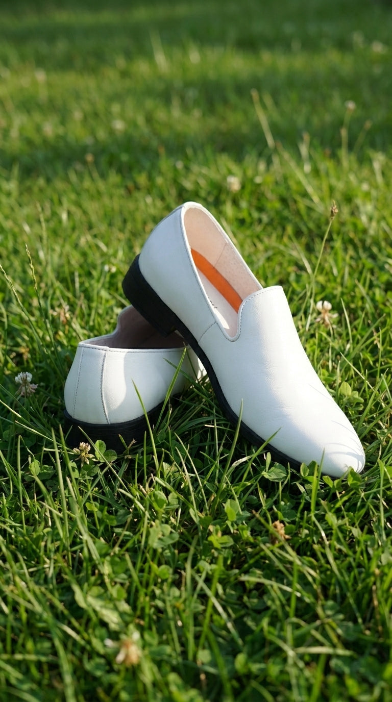 Men's White Plain Toe Slip On Loafer Dress Shoes Classic Formal Lightweight Wedding, Party And Business Wear 6 Standard / D Medium Men's White Plain Toe Slip On Loafer Dress Shoes Classic Formal Lightweight Wedding, Party And Business Wear 6 Standard / D Medium