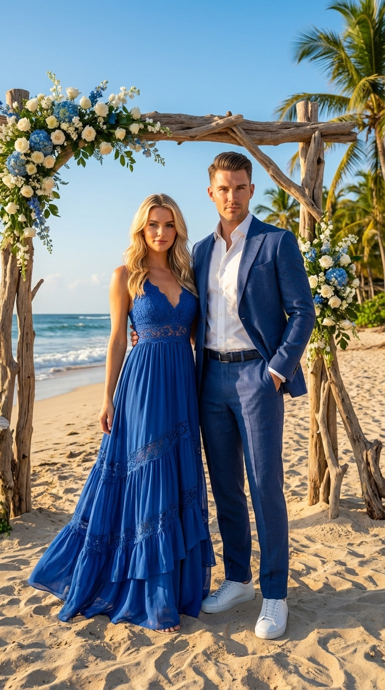 Mens Enzo Tovare Denim Blue Linen Summer Suit – Breathable Two Piece Suit for Wedding, Business, Travel - 34 Short or Extra Small