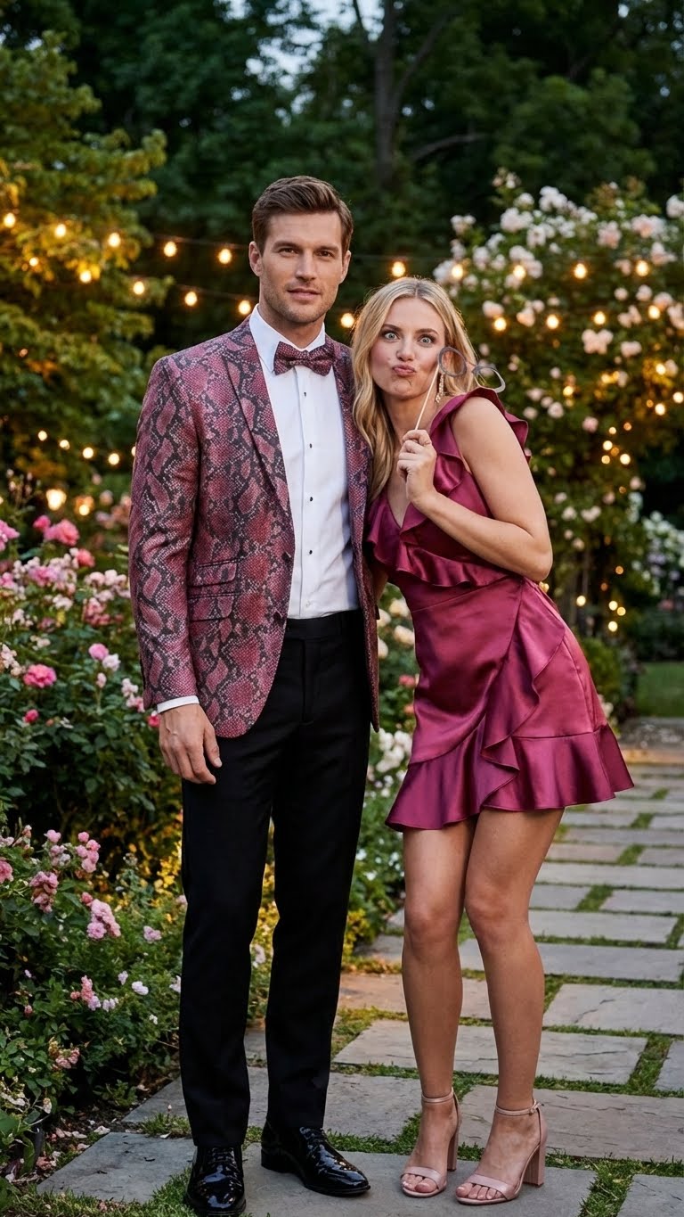 Menâ€™s Burgundy and Black Snakeskin Print Blazer â€“ Alligator Crocodile Sport Jacket Exotic Skin - 36 Short