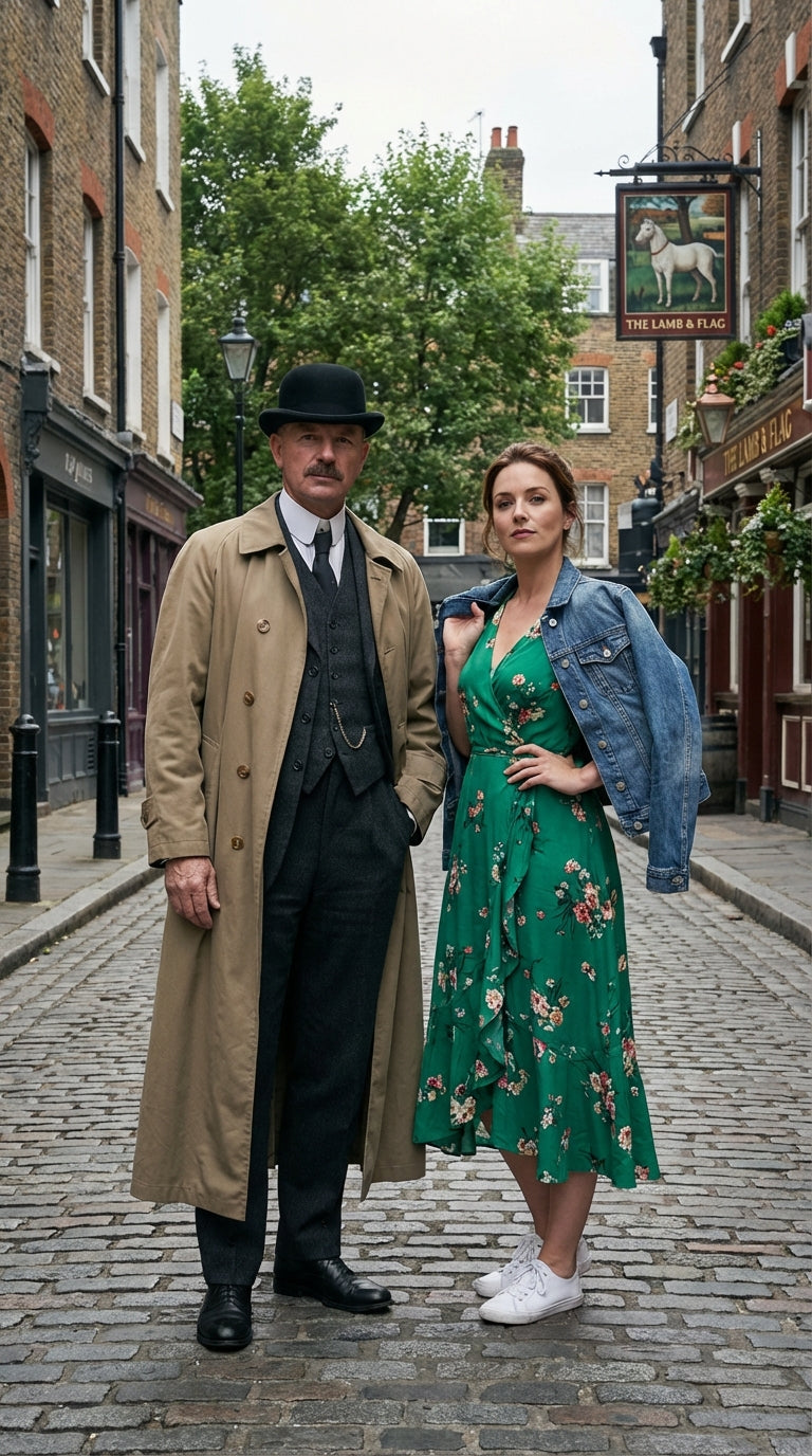 Men’s Beige Cotton Trench Coat Suit Package – Classic Long Overcoat for Formal + Suit + Hat - Coat Size 38