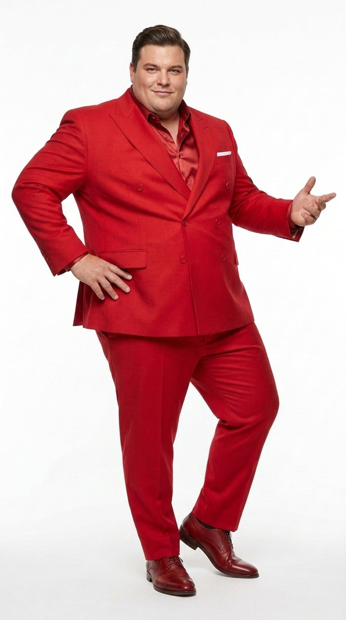 Men’s Red Double Breasted Suit – Peak Lapel Wedding, Prom & Formal Party Suit