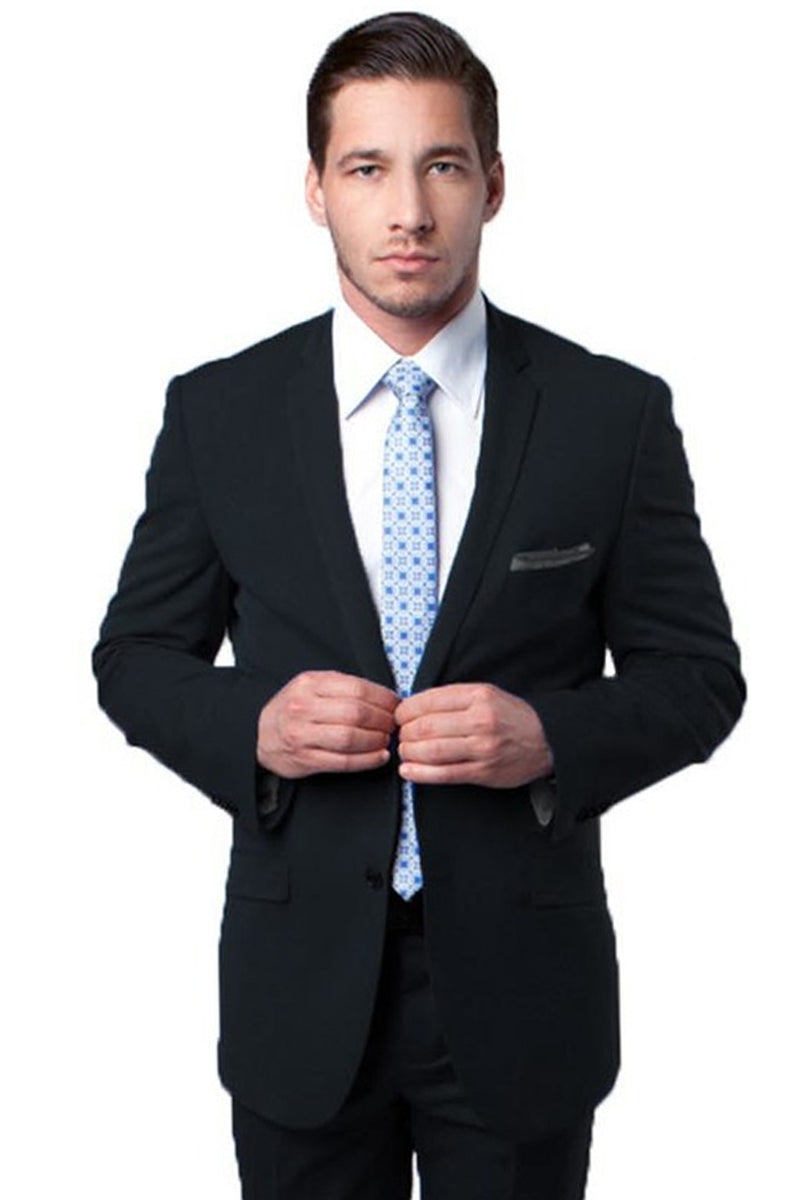 "Black Slim Fit Men's Travel Suit - Two Button Style" - 34 Short