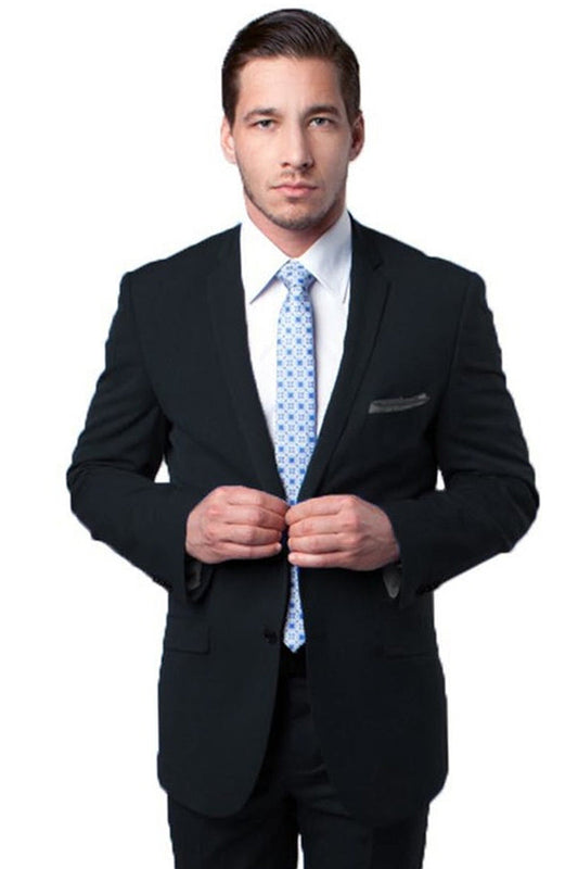 "Black Slim Fit Men's Travel Suit - Two Button Style"