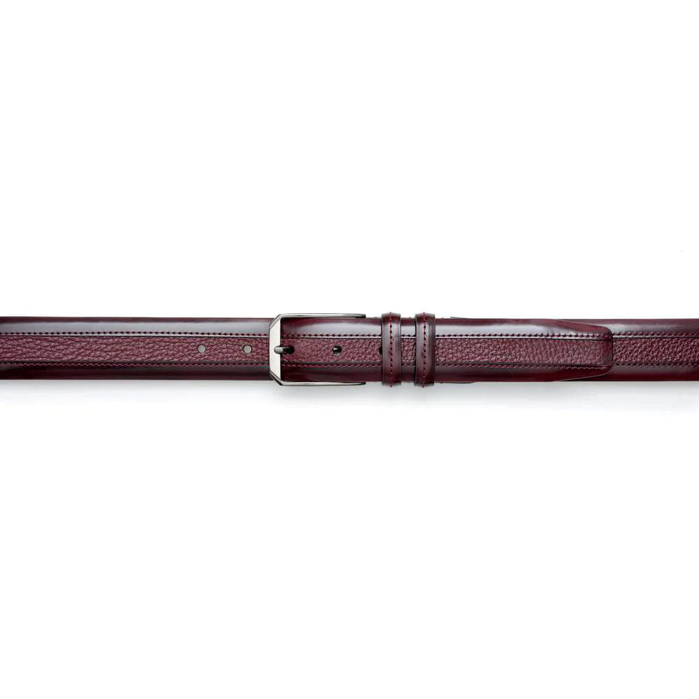 Mezlan Leather & Deerskin Belt Burgundy (AO11113) - 32