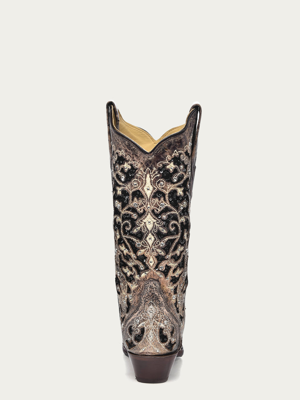Corral Women's Black Glitter Inlay Crystal Snip Toe Cowboy Boots - 5