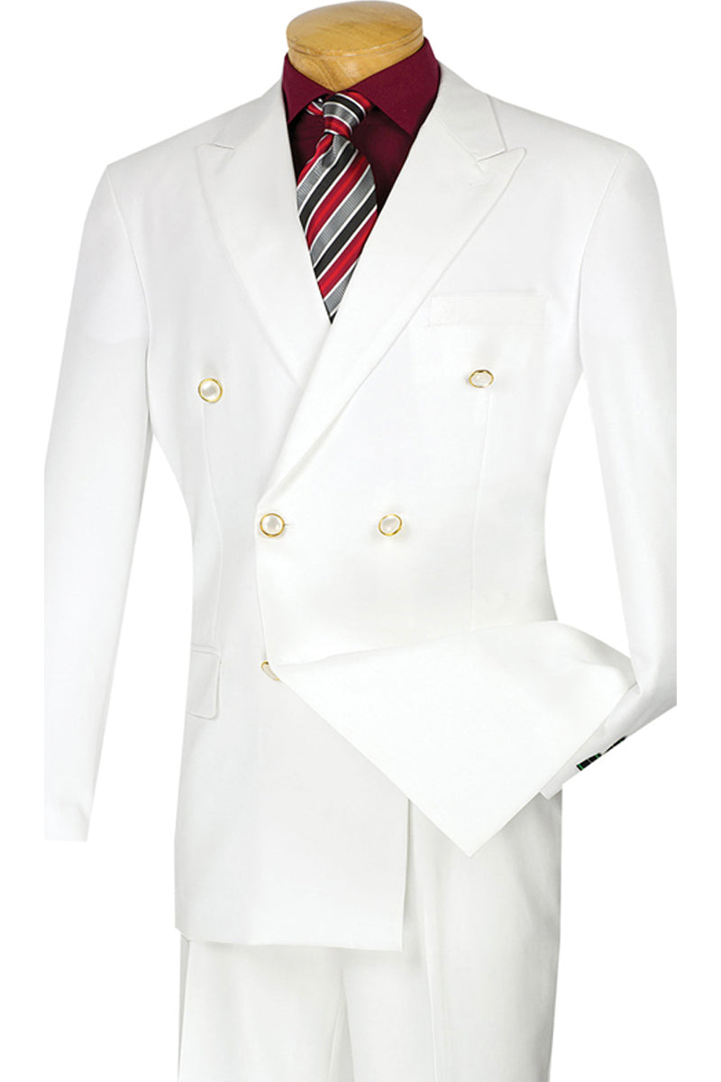 Mens Double Breasted Poplin Dress Blazer in White - XS