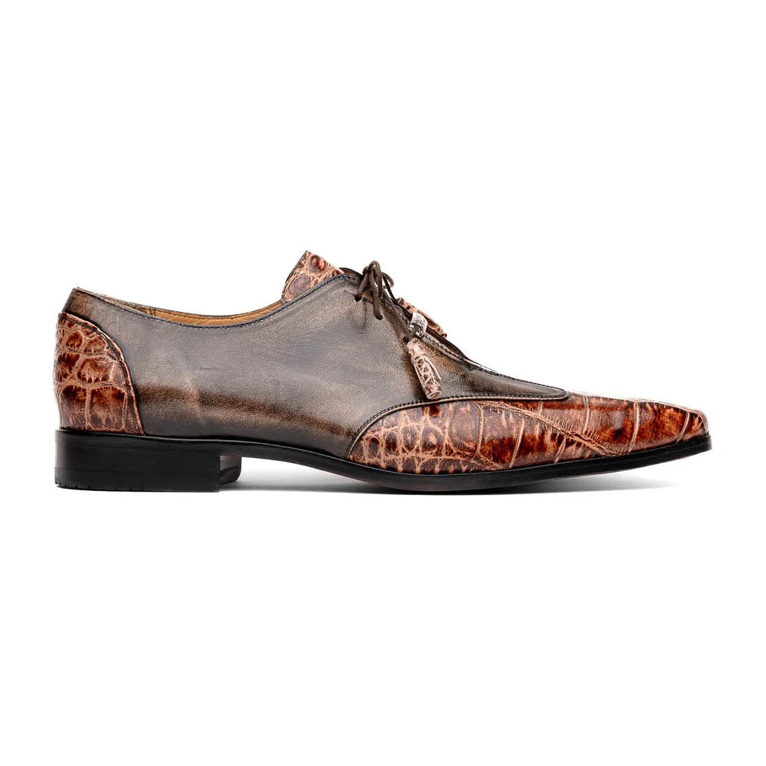 Marco Di Milano Anzio Exotic Alligator & Calfskin Leather Orix Brown Derby - 8
