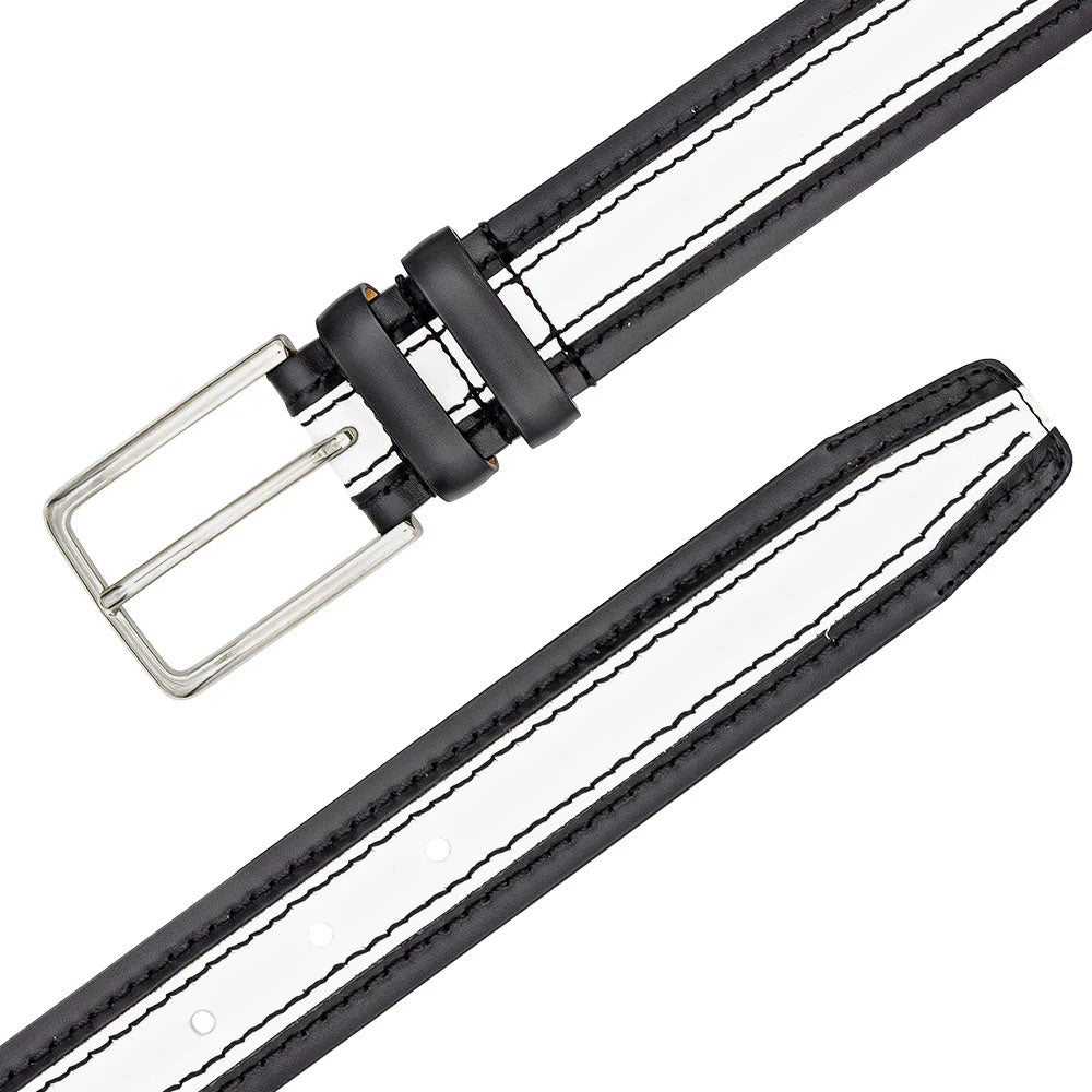 Mezlan Two-Tone Leather Belt Black / White (AO11670) - 38