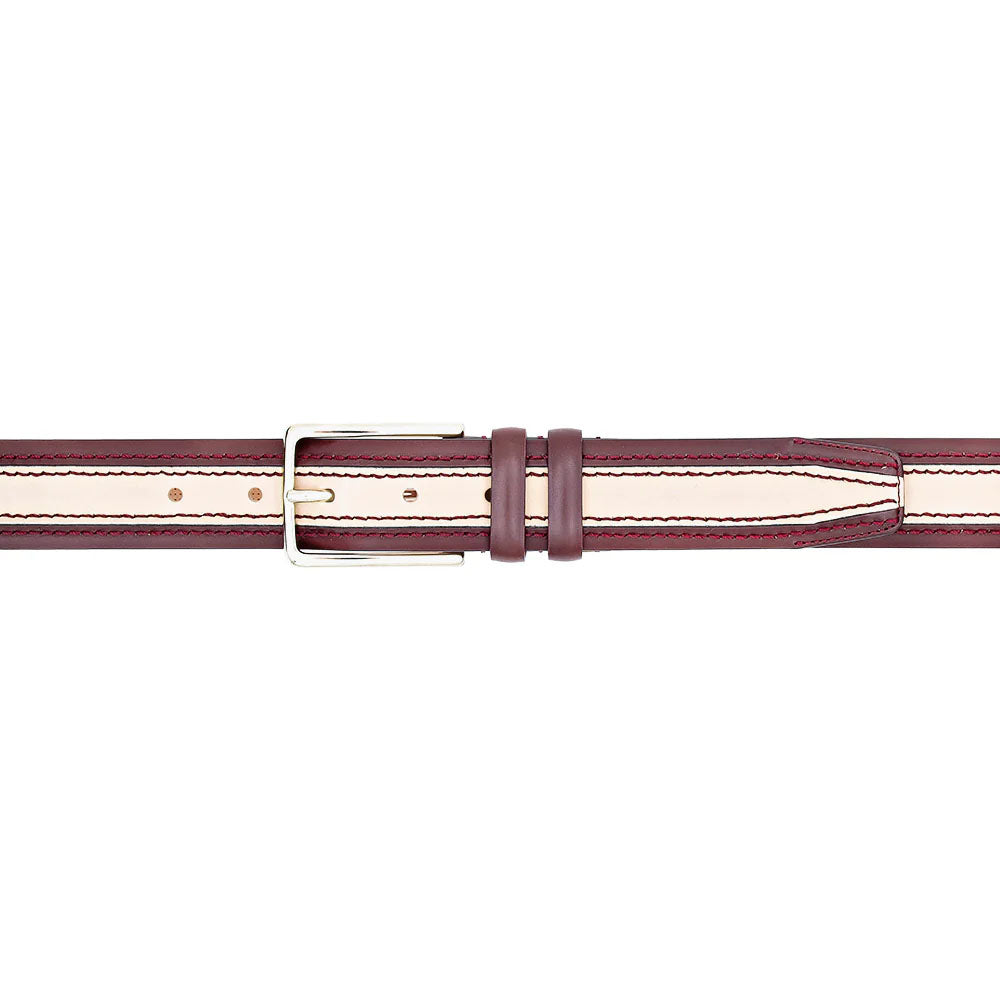 Mezlan Two-Tone Leather Belt Red / Bone (AO11670) - 34