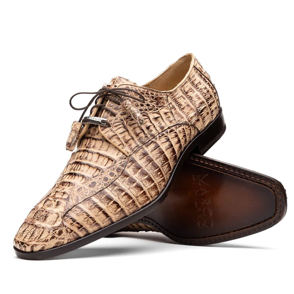 Marco Di Milano Apricena Men'shoes Genuine Caiman Crocodile Dress Derby Oxfords - 6