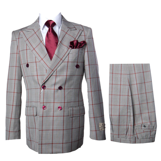 Suit With Pleated Pants Peak Lapel Wool Fabric Suit in Color Grey By Rossiman Athletic Classic Fit
