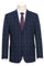 "Dark Navy Slim Fit Men's Suit - Two Button Stretch, Wide Windowpane Plaid"