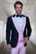 Men’s Black and Pink Wool Tuxedo – Designer Vested Tuxedo with Contrast Satin Peak Lapel for Wedding & Prom