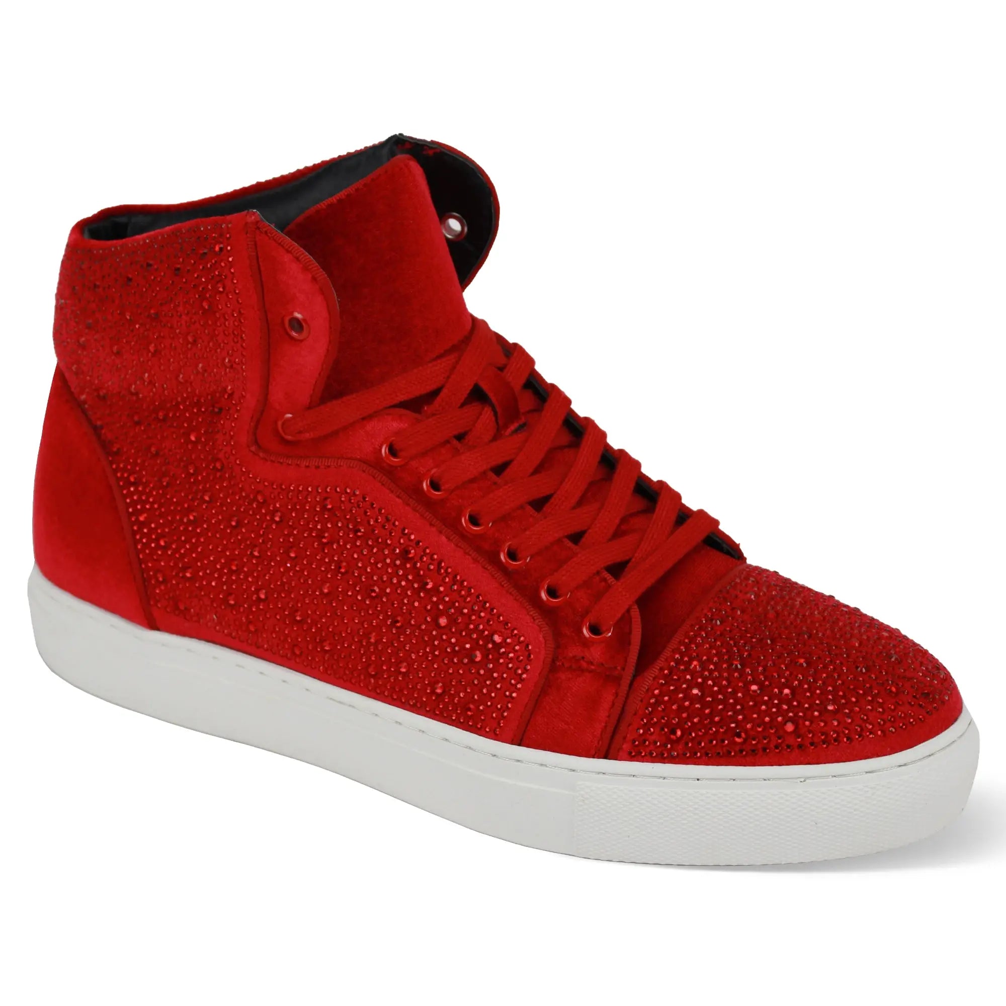 Flash in Fire Red Jeweled High Top Sneakers - 7 Standard / D / Medium