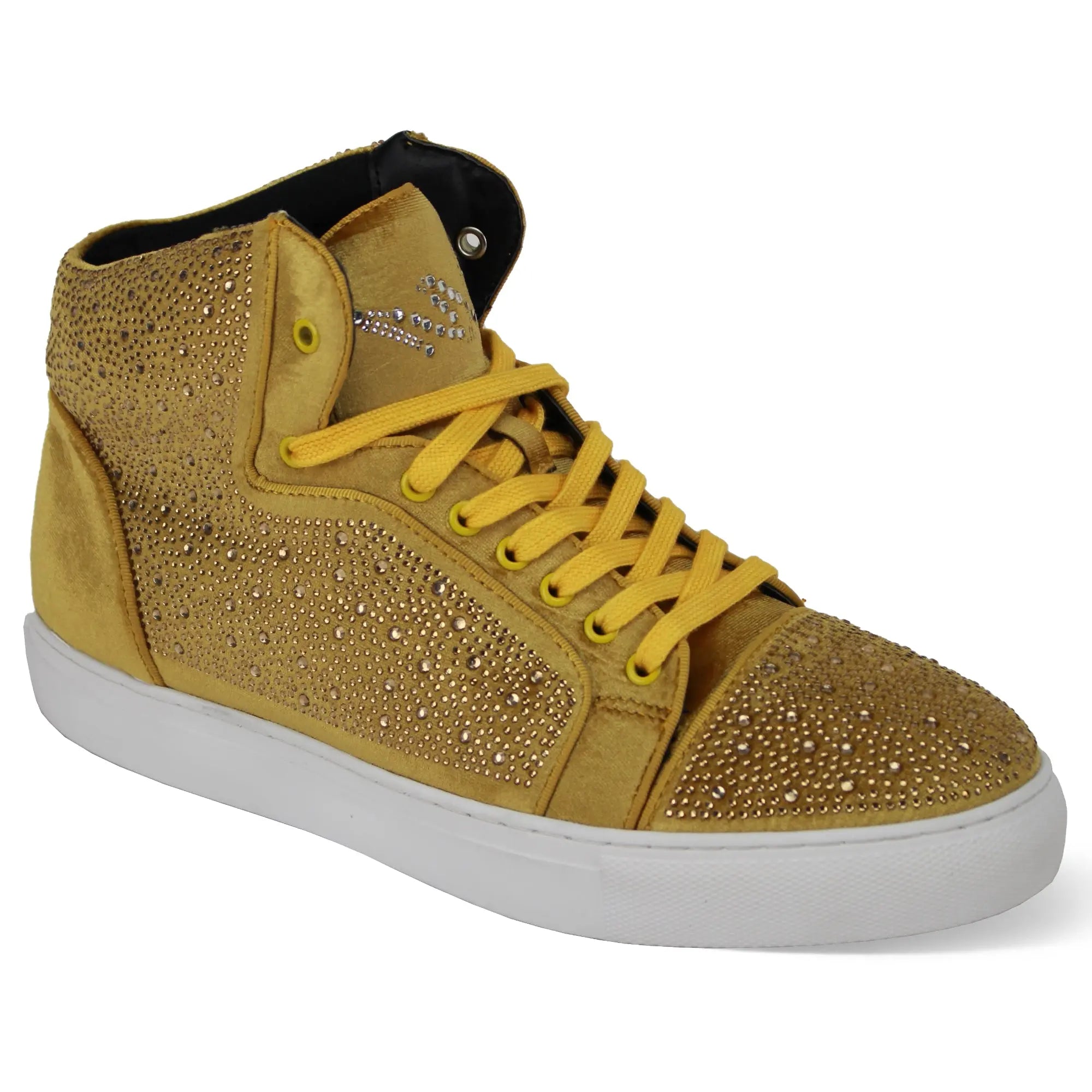 Flash in Gold Jeweled High Top Sneakers - 7 Standard / D / Medium