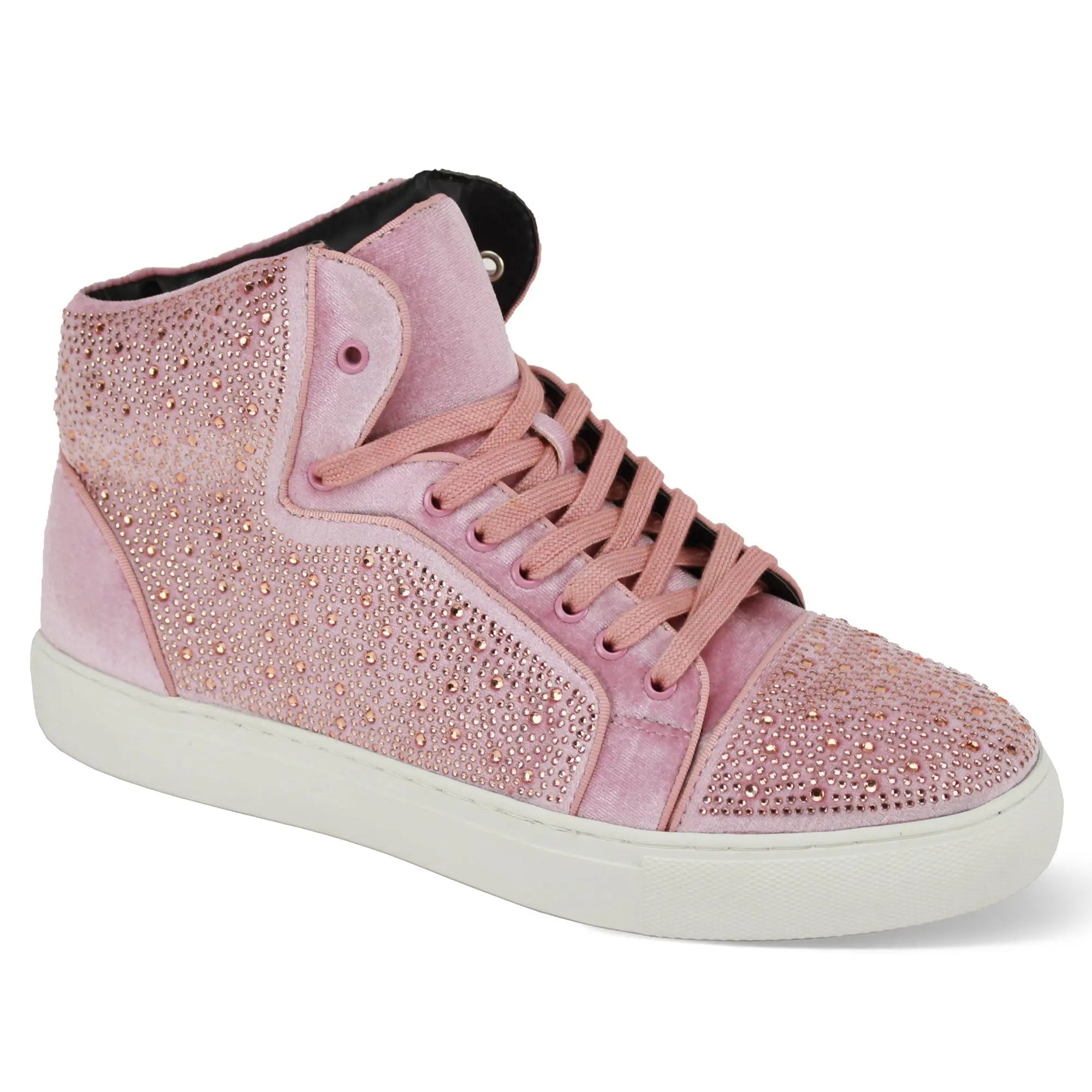 Flash in Light Pink Jeweled High Top Sneakers - 7 Standard / D / Medium