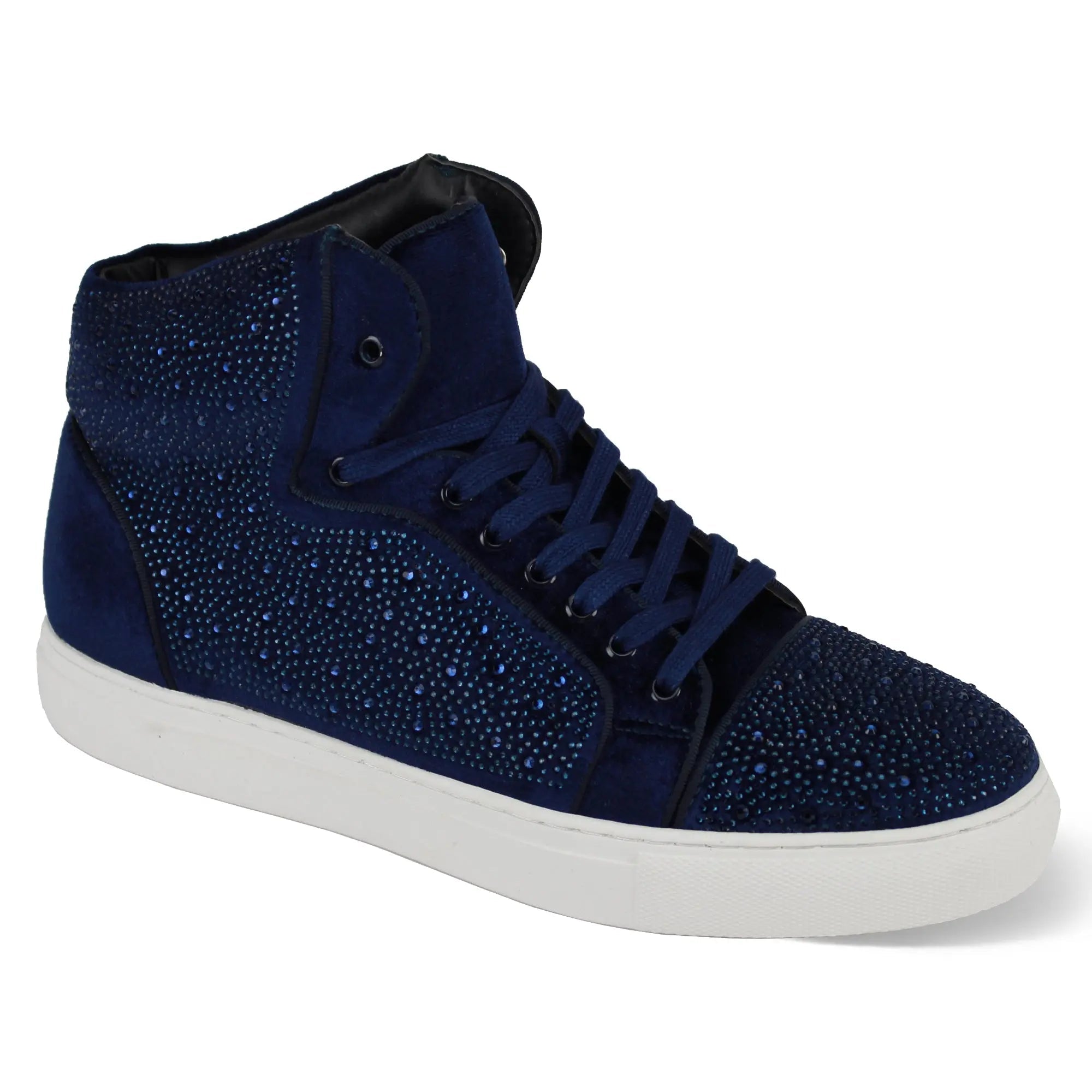 Flash in Navy Jeweled High Top Sneakers - 7 Standard / D / Medium
