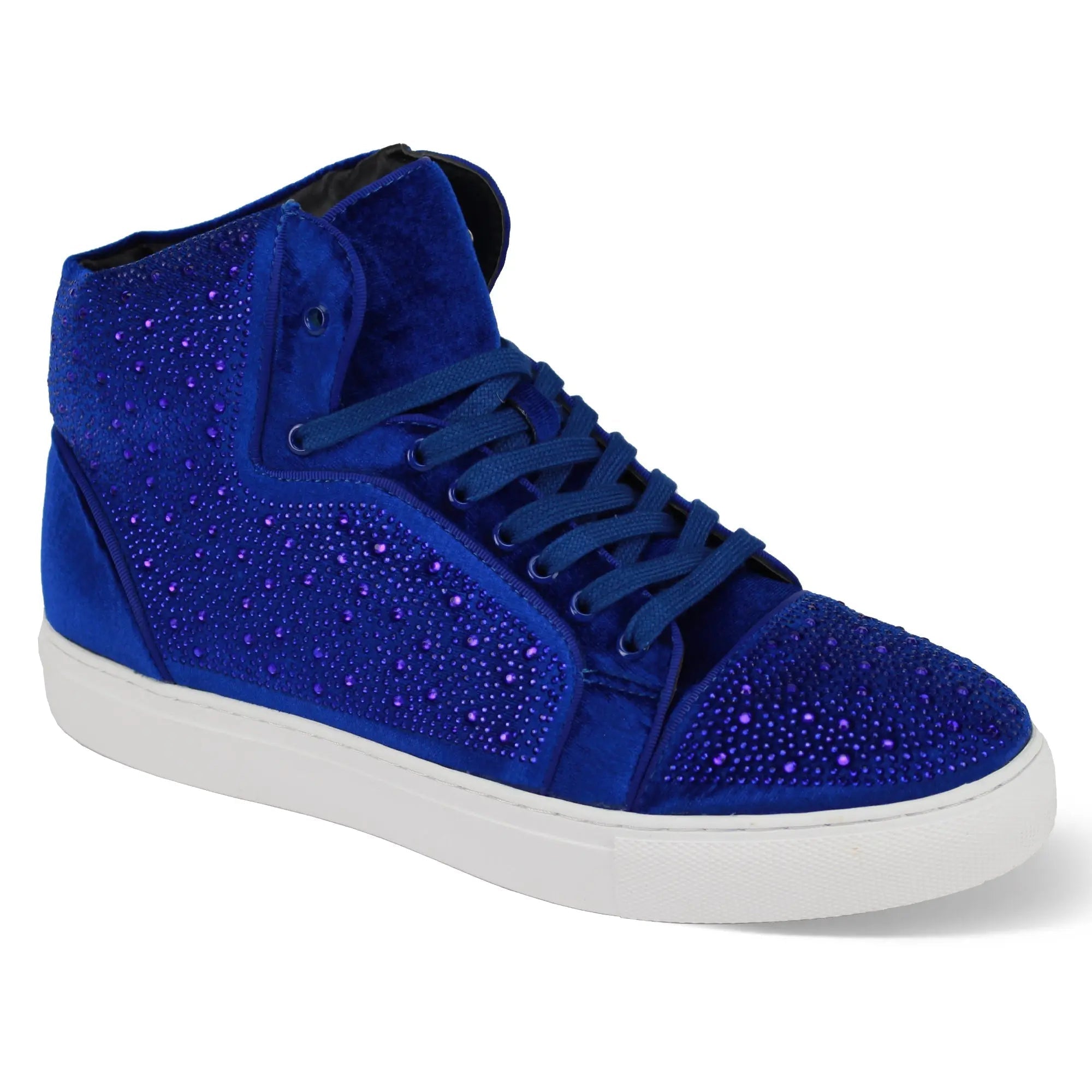 Flash in Royal Jeweled High Top Sneakers - 7 Standard / D / Medium