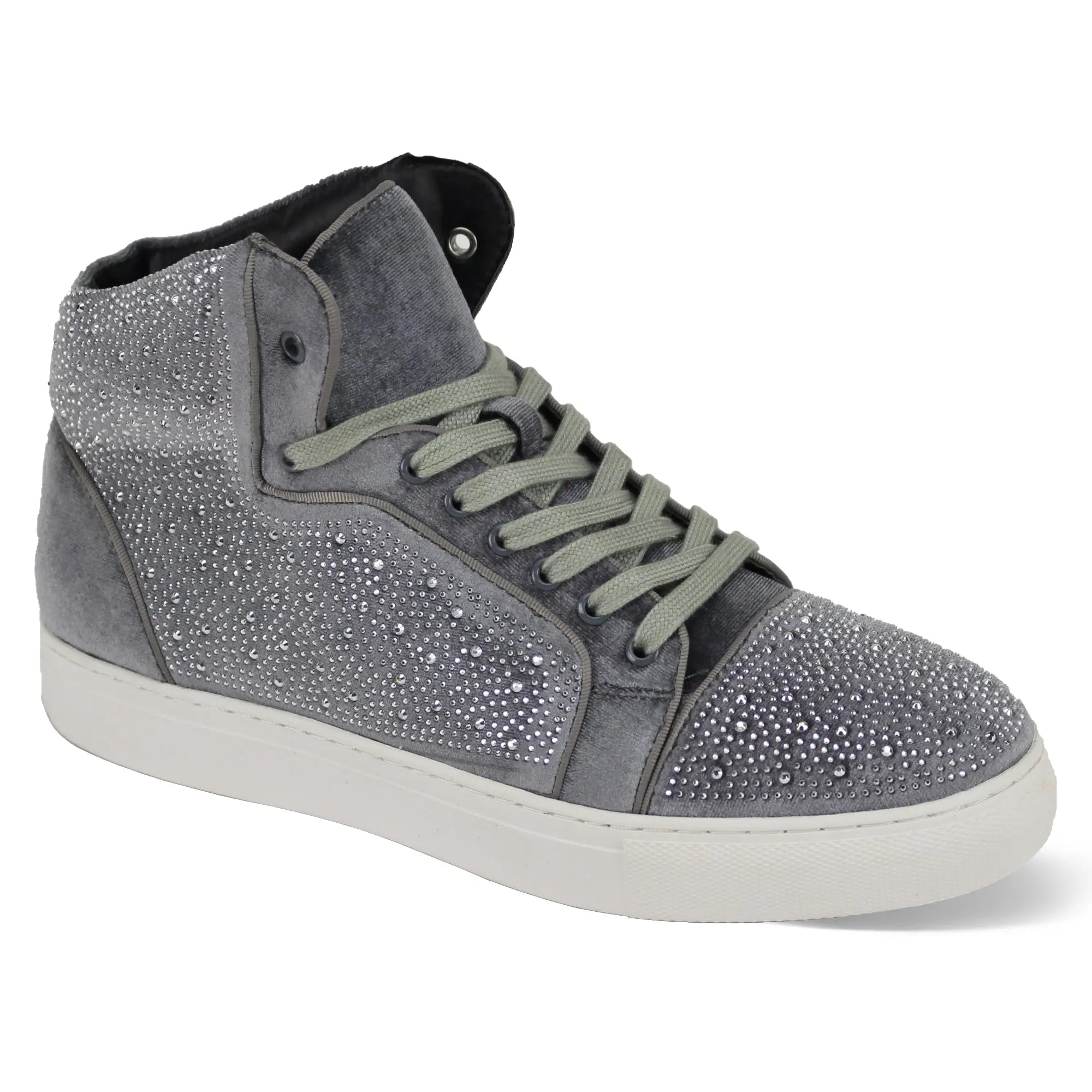 Flash in Silver Jeweled High Top Sneakers - 7 Standard / D / Medium