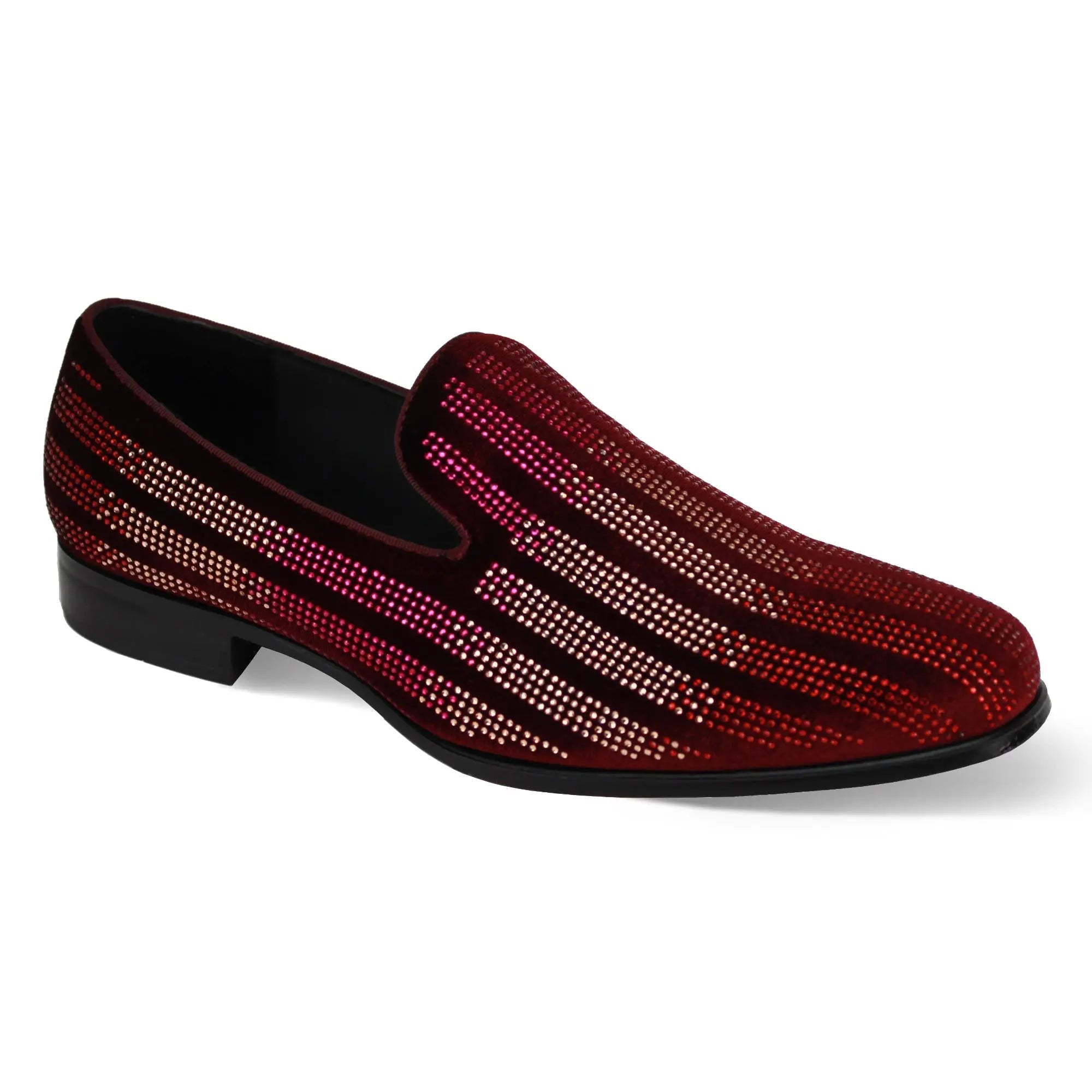 Marco Velvet Rhinestone Smoker Slip-On Loafers - 7 Standard / D / Medium
