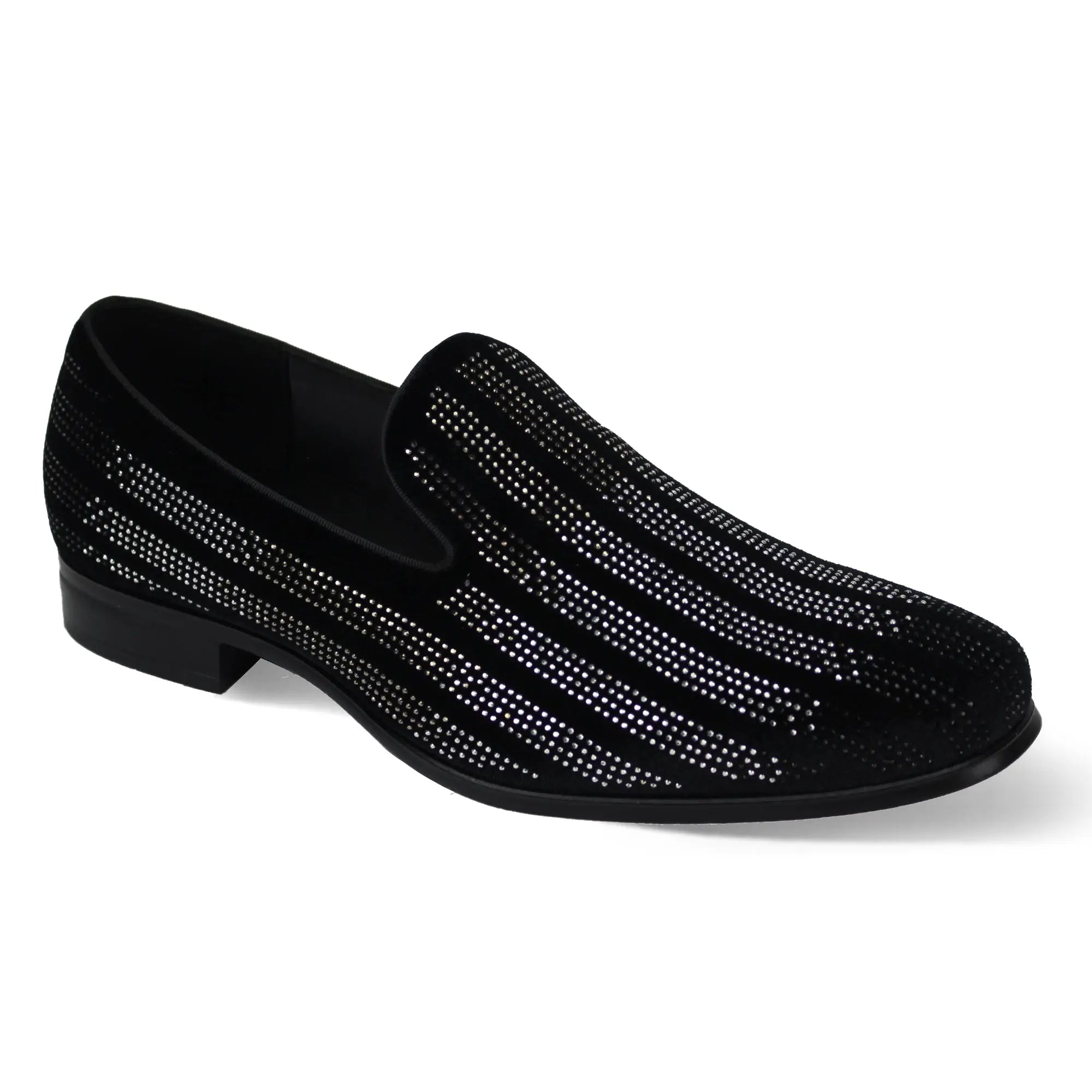 Marco Velvet Rhinestone Smoker Slip-On Loafers - 7 Standard / D / Medium