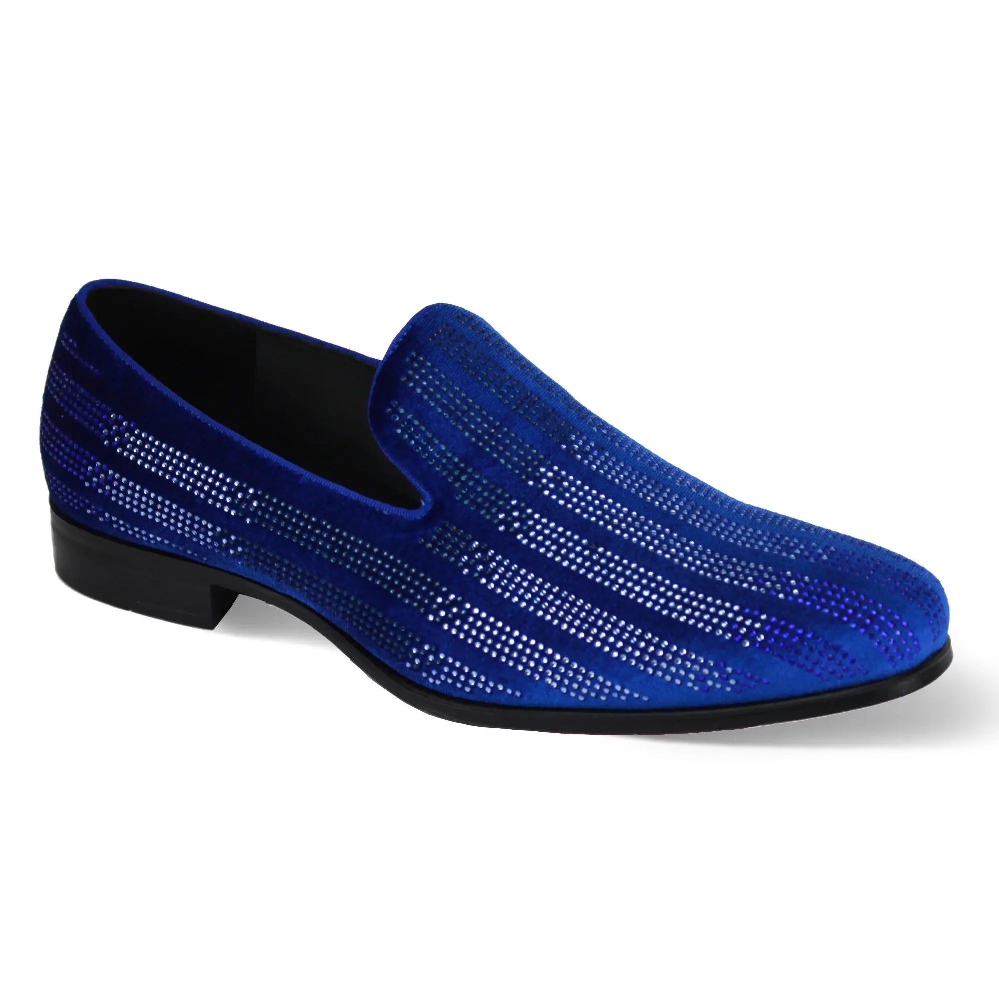 Marco Velvet Rhinestone Smoker Slip-On Loafers - 7 Standard / D / Medium