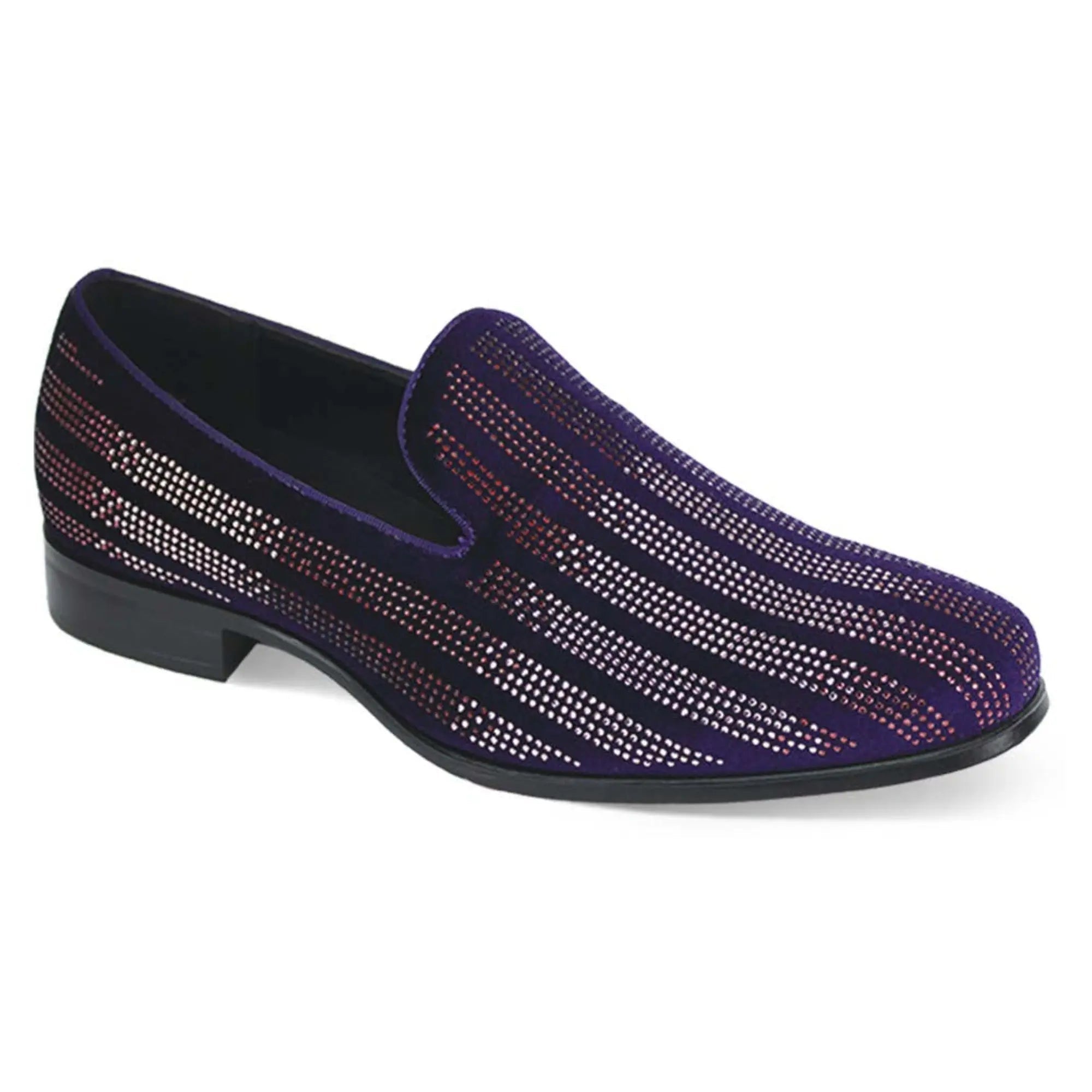 Marco Velvet Rhinestone Smoker Slip-On Loafers - 7 Standard / D / Medium