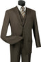Mens Classic Fit Flat Front Vested Suit in Brown