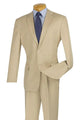 "Tan Poplin Suit for Men - Modern Fit Two Button Style"