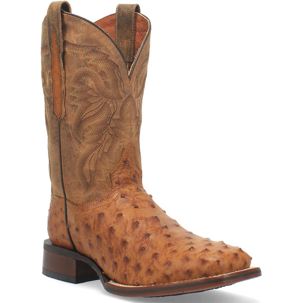 Dan Post Menâ€™s Alamosa Tan Genuine Ostrich 11 Broad Square Toe Cowboy Certified Boot - 7D