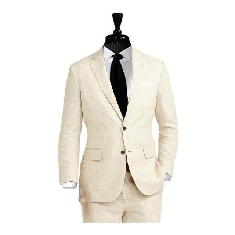 Alberto Nardoni Beige Two Button Notch Lapel Linen Suit