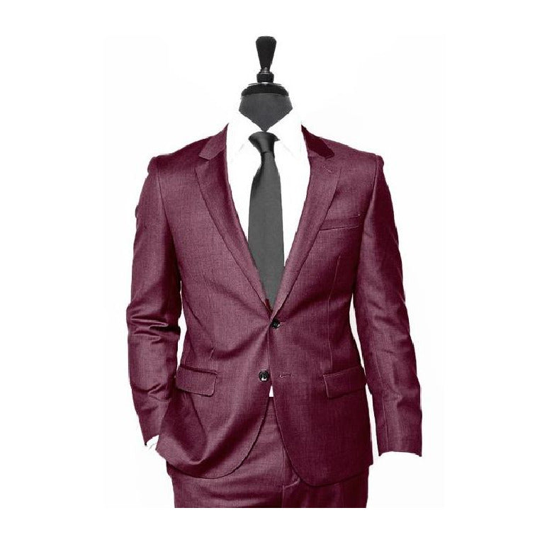 Alberto Nardoni Burgundy Notch Lapel Wool Suit Overcoat