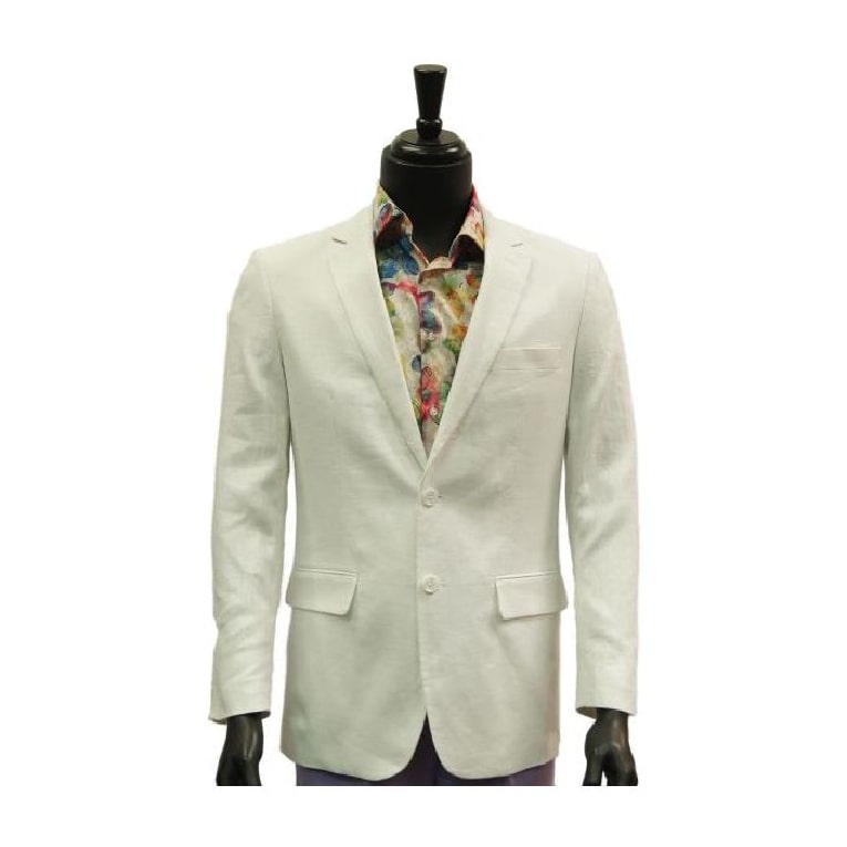 Alberto Nardoni Notch Lapel Linen White Overcoat