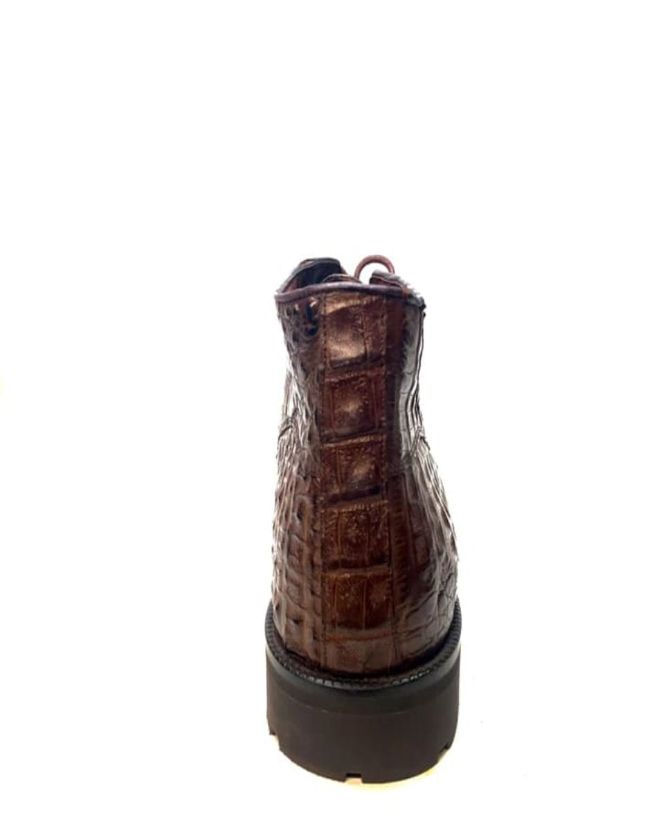 Los Altos All-Over Crocodile Lace Up Ankle Boots - 8