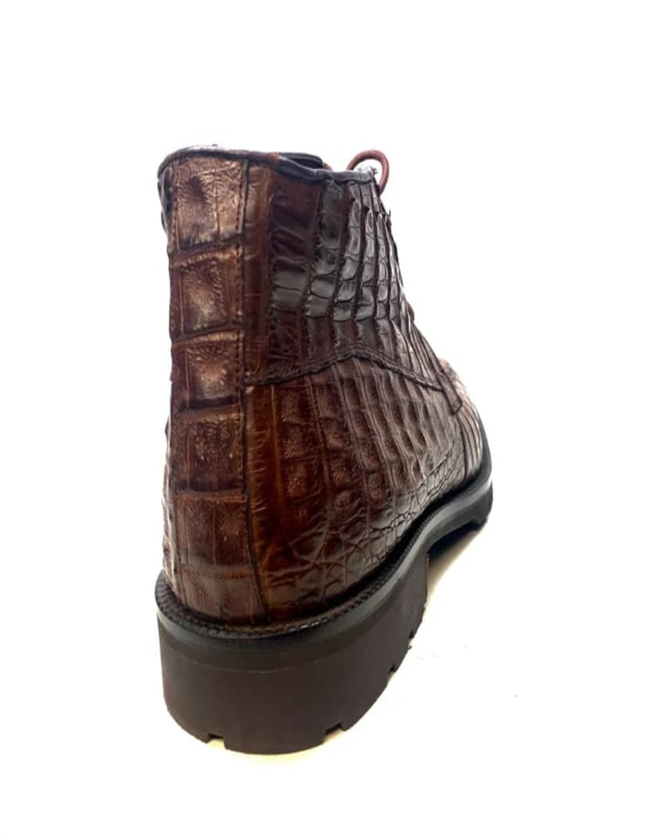 Los Altos All-Over Crocodile Lace Up Ankle Boots - 8