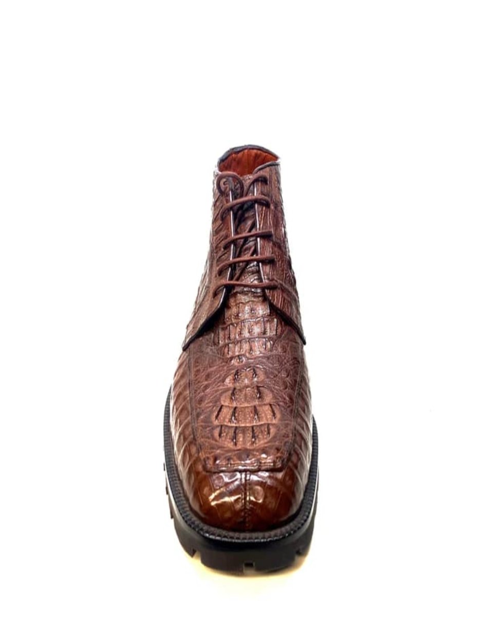 Los Altos All-Over Crocodile Lace Up Ankle Boots - 8