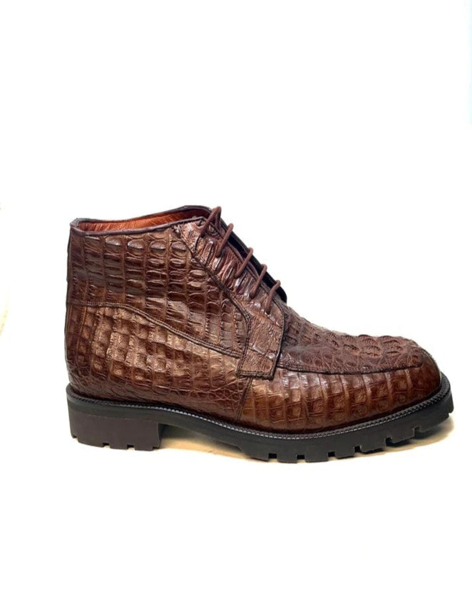 Los Altos All-Over Crocodile Lace Up Ankle Boots - 8