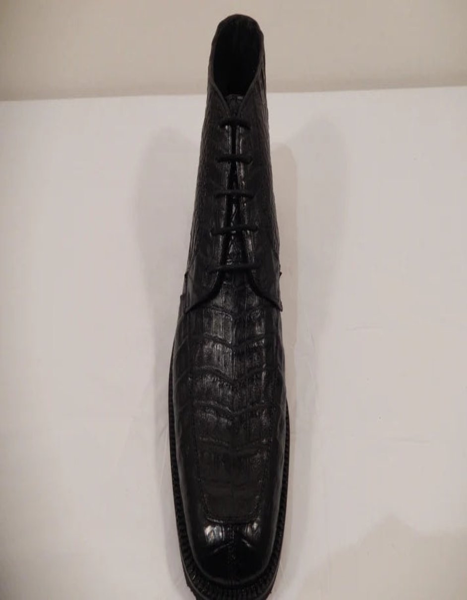 Los Altos All-Over Crocodile Lace Up Ankle Boots - 8